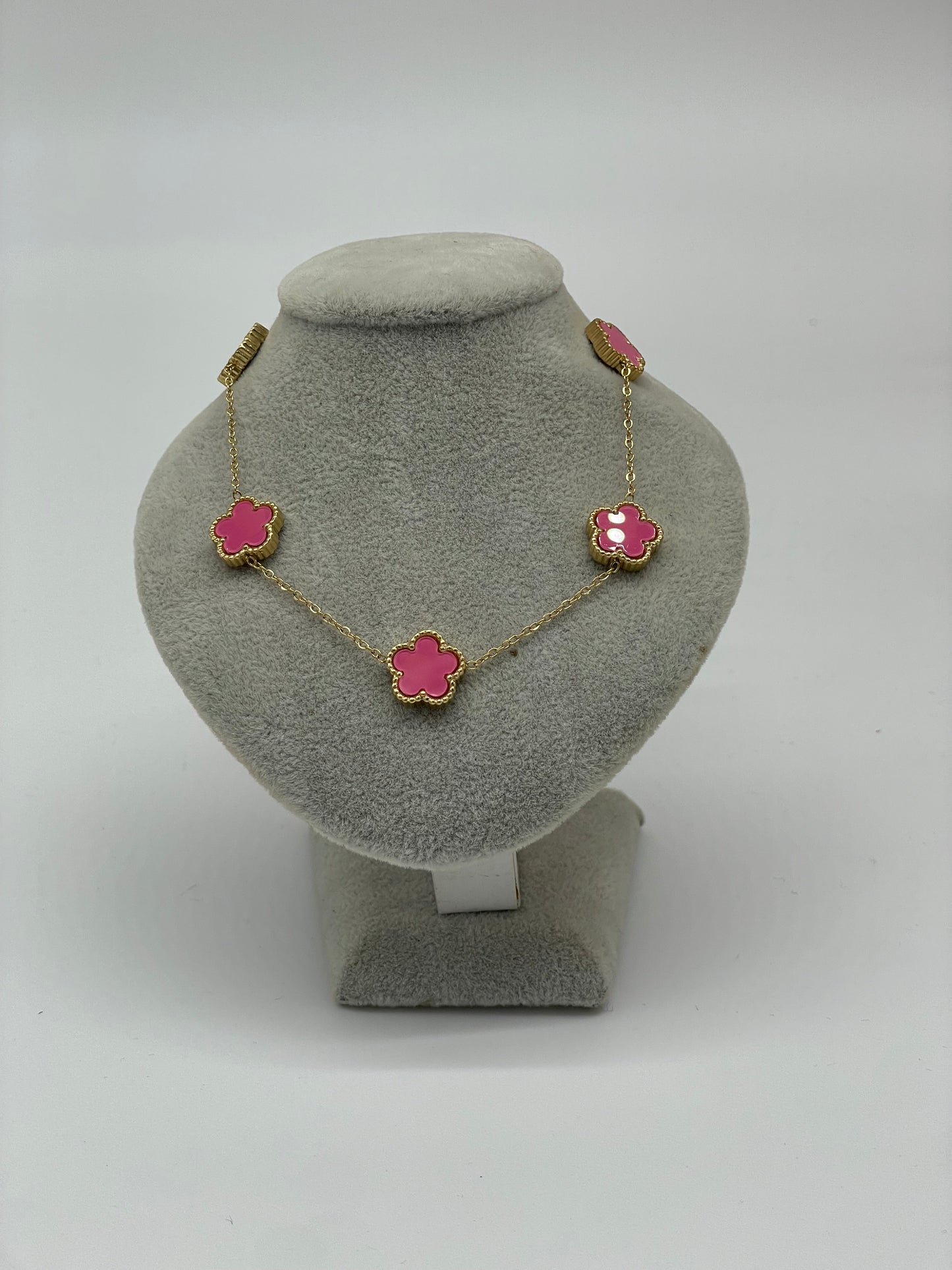 Collana oro con fiore rosa