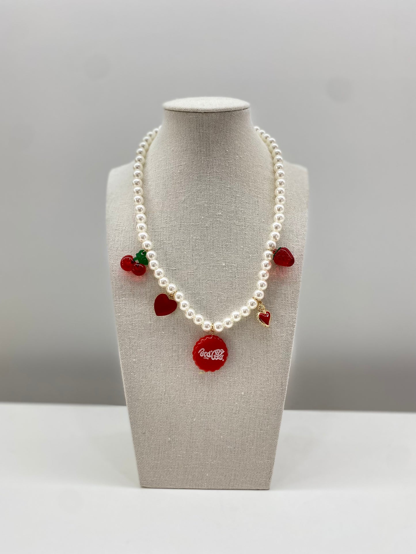 Collana perle cuore fragola ciliegie