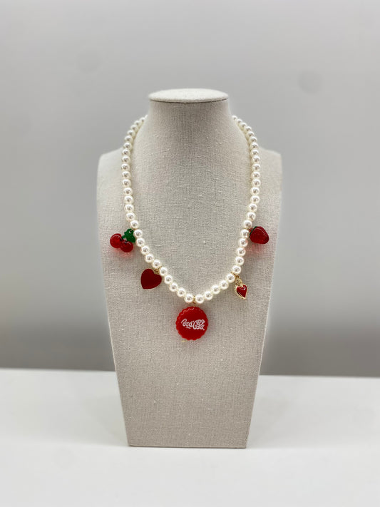 Collana perle cuore fragola ciliegie